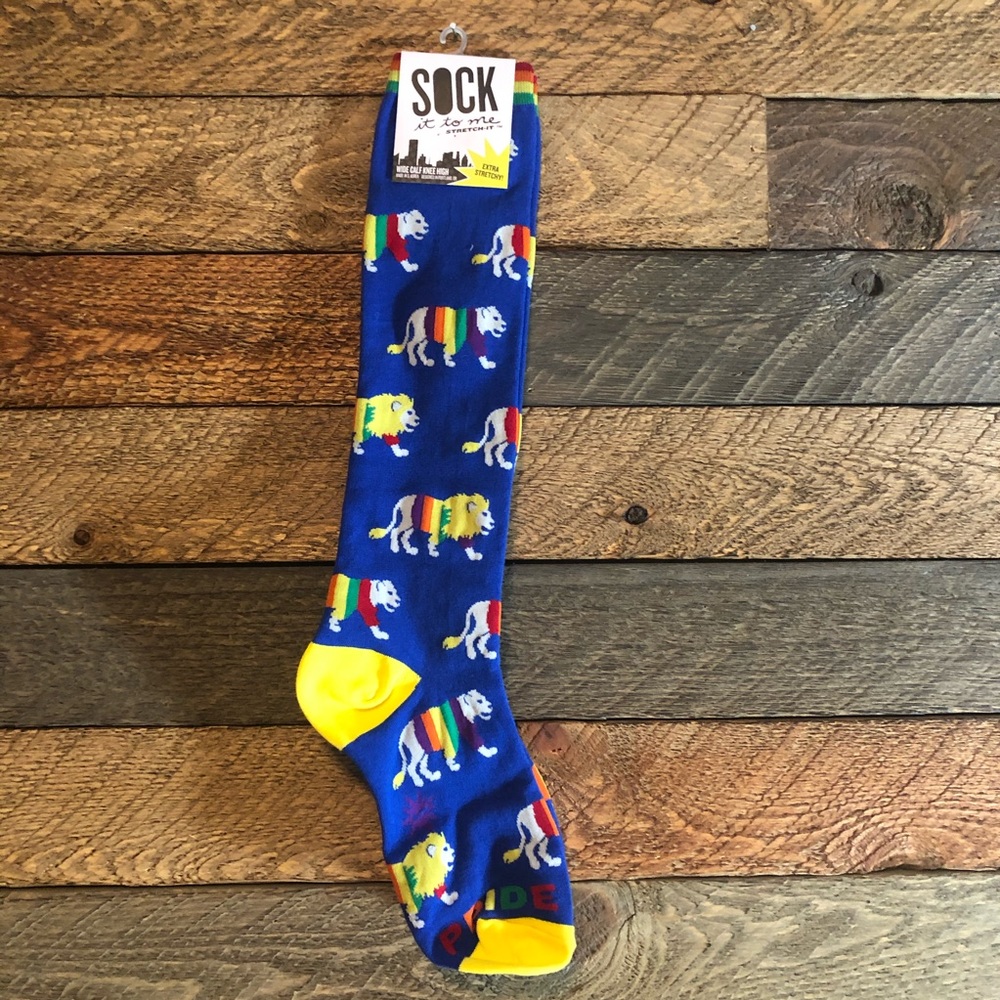 SOLD Pride knee socks Sock it to Me rainbow NWT